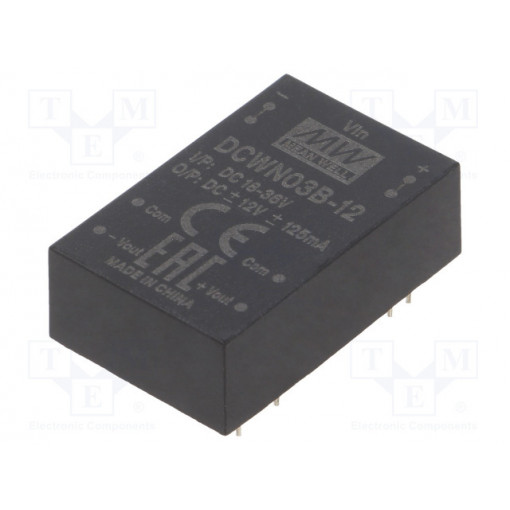DCWN03B-12; Converter: DC/DC; 3W; Uin: 18÷36V; Uout: 12VDC; Uout2: -12VDC; DIP24; MEAN WELL