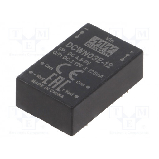 DCWN03E-12; Converter: DC/DC; 3W; Uin: 4.5÷9V; Uout: 12VDC; Uout2: -12VDC; DIP24; MEAN WELL