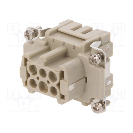 DE-006-FS; Connector: HDC; contact insert; female; DE; PIN: 6; 6+PE; size D6B; DEGSON ELECTRONICS