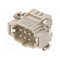 DE-006-MS; Connector: HDC; contact insert; male; DE; PIN: 6; 6+PE; size D6B; DEGSON ELECTRONICS