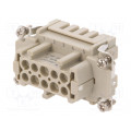 DE-010-FS; Connector: HDC; contact insert; female; DE; PIN: 10; 10+PE; 16A; 500V; DEGSON ELECTRONICS