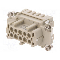 DE-010-FS; Connector: HDC; contact insert; female; DE; PIN: 10; 10+PE; 16A; 500V; DEGSON ELECTRONICS