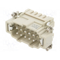 DE-010-MS; Connector: HDC; contact insert; male; DE; PIN: 10; 10+PE; size D10B; DEGSON ELECTRONICS