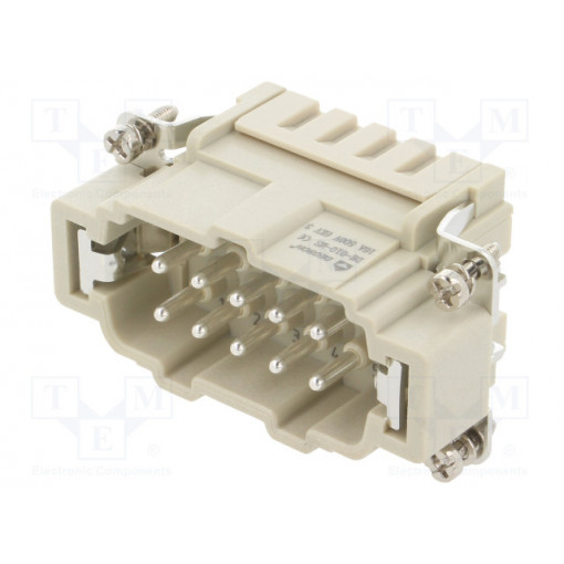 DE-010-MS; Connector: HDC; contact insert; male; DE; PIN: 10; 10+PE; size D10B; DEGSON ELECTRONICS