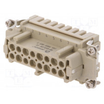 DE-016-FS; Connector: HDC; contact insert; female; DE; PIN: 16; 16+PE; 16A; 500V; DEGSON ELECTRONICS