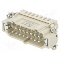 DE-016-MS; Connector: HDC; contact insert; male; DE; PIN: 16; 16+PE; size D16B; DEGSON ELECTRONICS