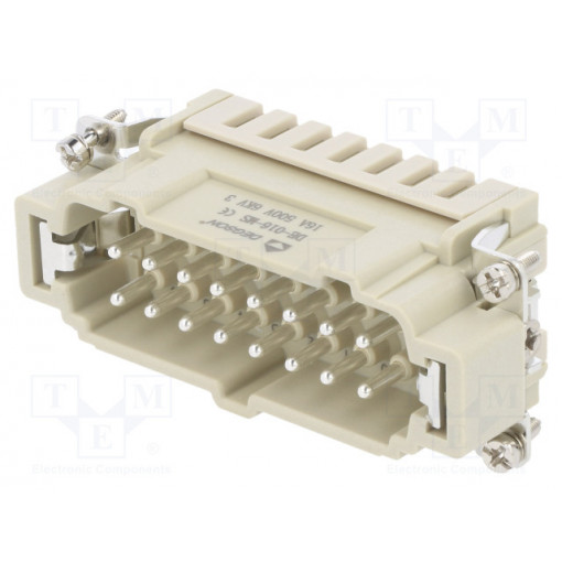DE-016-MS; Connector: HDC; contact insert; male; DE; PIN: 16; 16+PE; size D16B; DEGSON ELECTRONICS