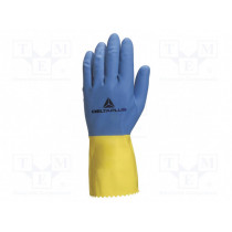 VE330BJ09; Protective gloves; Size: 9/10; yellow-blue; latex; DUOCOLOR VE330; DELTA PLUS