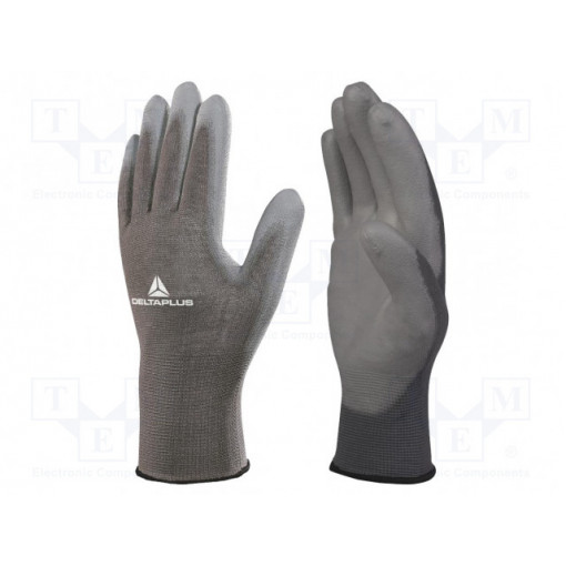 VE702PG10; Protective gloves; Size: 10; grey; polyester,polyurethane; DELTA PLUS