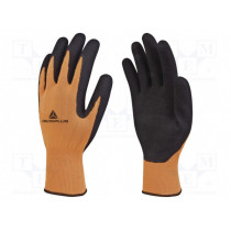 VV733OR10; Protective gloves; Size: 10; orange-black; latex,polyester; DELTA PLUS