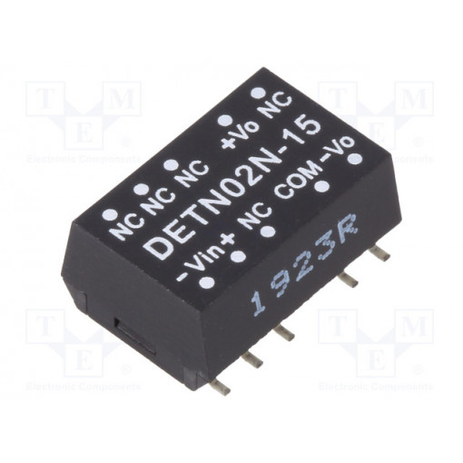 DETN02N-15; Converter: DC/DC; 2W; Uin: 21.6÷26.4V; Uout: 15VDC; Uout2: -15VDC; MEAN WELL