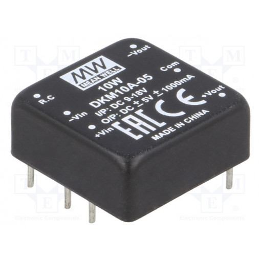 DKM10A-05; Converter: DC/DC; 10W; Uin: 9÷18V; Uout: 5VDC; Uout2: -5VDC; 18g; MEAN WELL