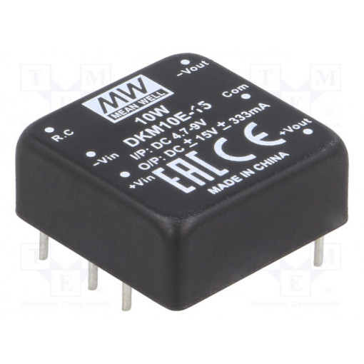 DKM10E-15; Converter: DC/DC; 10W; Uin: 4.7÷8V; Uout: 15VDC; Uout2: -15VDC; 18g; MEAN WELL