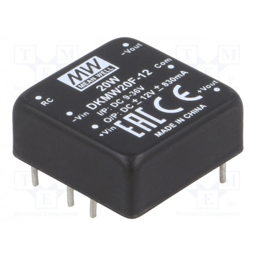 DKMW20F-12; Converter: DC/DC; 20W; Uin: 9÷36V; Uout: 12VDC; Uout2: -12VDC; 18g; MEAN WELL