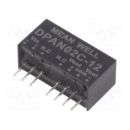 DPAN02C-12; Converter: DC/DC; 2W; Uin: 36÷75V; Uout: 12VDC; Uout2: -12VDC; SIP8; MEAN WELL