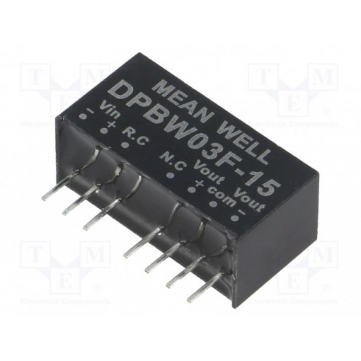 DPBW03F-15; Converter: DC/DC; 3W; Uin: 9÷36V; Uout: 15VDC; Uout2: -15VDC; SIP8; MEAN WELL