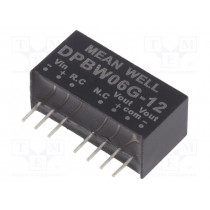 DPBW06G-12; Converter: DC/DC; 6W; Uin: 18÷75V; Uout: 12VDC; Uout2: -12VDC; SIP8; MEAN WELL