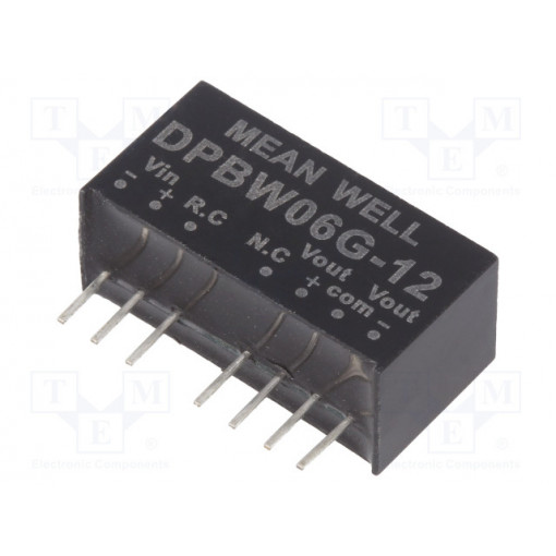 DPBW06G-12; Converter: DC/DC; 6W; Uin: 18÷75V; Uout: 12VDC; Uout2: -12VDC; SIP8; MEAN WELL