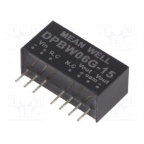 DPBW06G-15; Converter: DC/DC; 6W; Uin: 18÷75V; Uout: 15VDC; Uout2: -15VDC; SIP8; MEAN WELL