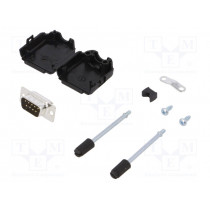 6355-0054-01; D-Sub; PIN: 9; plug; male; soldering; for cable; black; ENCITECH