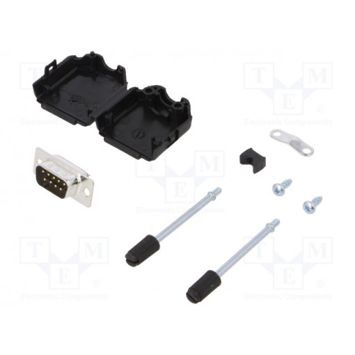 6355-0054-01; D-Sub; PIN: 9; plug; male; soldering; for cable; black; ENCITECH