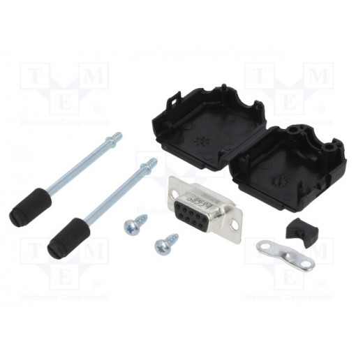 L17DPPK09-BK+L77SDE09S; D-Sub; PIN: 9; female; straight; soldering; for cable; gold flash; AMPHENOL