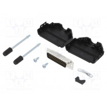 L17DPPK25-BK+L717SDB25P; D-Sub; PIN: 25; male; straight; soldering; for cable; gold flash; AMPHENOL