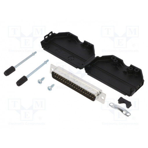 L17DPPK37-BK+L717SDC37P; D-Sub; PIN: 37; male; straight; soldering; for cable; gold flash; AMPHENOL