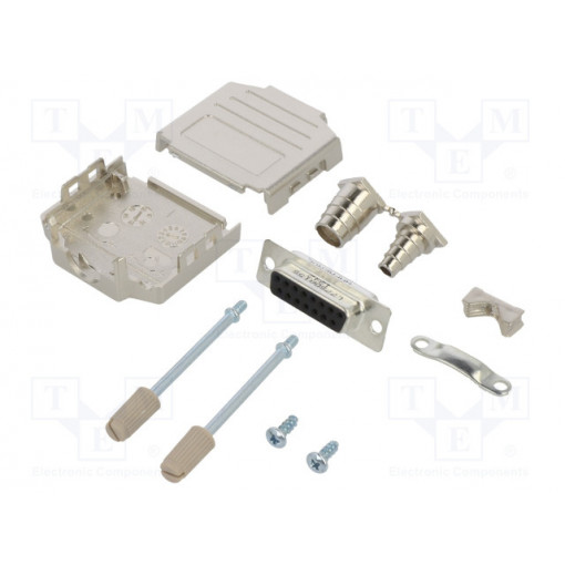 L17DPPK15-M+L717DE15S; D-Sub; PIN: 15; female; straight; soldering; for cable; gold flash; AMPHENOL