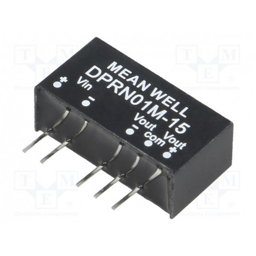 DPRN01M-15; Converter: DC/DC; 1W; Uin: 11.4÷13.2V; Uout: 15VDC; Uout2: -15VDC; MEAN WELL