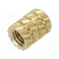 11M3; Threaded insert; brass; without coating; M3; L: 5.9mm; Øout: 4.5mm; DREMEC
