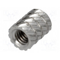 11M3NI; Threaded insert; brass; nickel; M3; L: 5.9mm; Features: for plastic; DREMEC