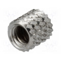 11M4NI; Threaded insert; brass; nickel; M4; L: 5.9mm; Features: for plastic; DREMEC
