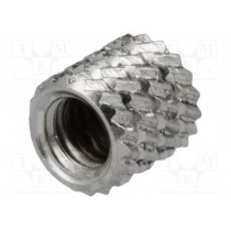 11M4NI; Threaded insert; brass; nickel; M4; L: 5.9mm; Features: for plastic; DREMEC