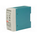 DRA-40-12; Power supply: switched-mode; 40.08W; 12VDC; 12÷15VDC; 3.34A; 300g; MEAN WELL