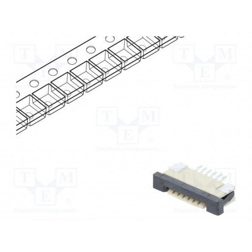DS1020-07-6VBT1B-R; Connector: FFC (FPC); horizontal; PIN: 6; ZIF; SMT; tinned; 30mΩ; CONNFLY