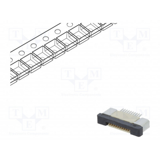 DS1020-09-10VBT1B-R; Connector: FFC (FPC); horizontal; PIN: 10; ZIF; SMT; 500mA; tinned; CONNFLY