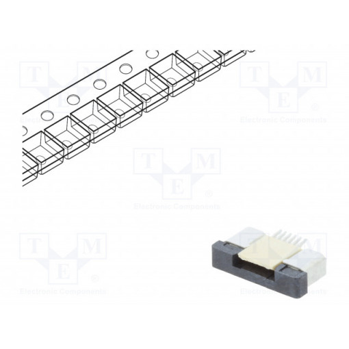 DS1020-09-6VBT1A-R; Connector: FFC (FPC); horizontal; PIN: 6; ZIF; SMT; 500mA; tinned; CONNFLY