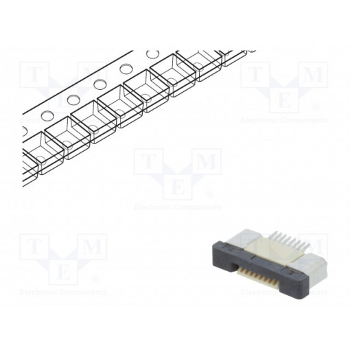 DS1020-09-8VBT1B-R; Connector: FFC (FPC); horizontal; PIN: 8; ZIF; SMT; 500mA; tinned; CONNFLY