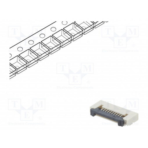 DS1020-12-10VBT1A-R; Connector: FFC (FPC); horizontal; PIN: 10; ZIF; SMT; tinned; 30mΩ; CONNFLY