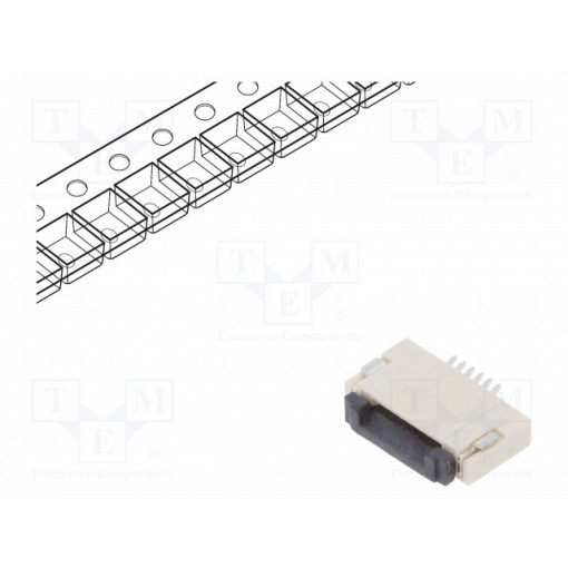DS1020-12-6VBT1A-R; Connector: FFC (FPC); horizontal; PIN: 6; ZIF; SMT; tinned; 30mΩ; CONNFLY