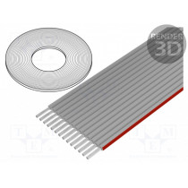 DS1057-01-14A282R-30.5; Wire: ribbon; 1mm; stranded; Cu; 14x28AWG; unshielded; PVC; grey; CONNFLY