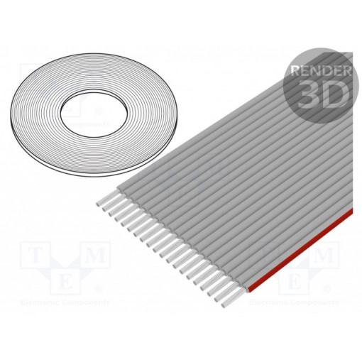 DS1057-01-20A282R-30.5; Wire: ribbon; 1mm; stranded; Cu; 20x28AWG; unshielded; PVC; grey; CONNFLY