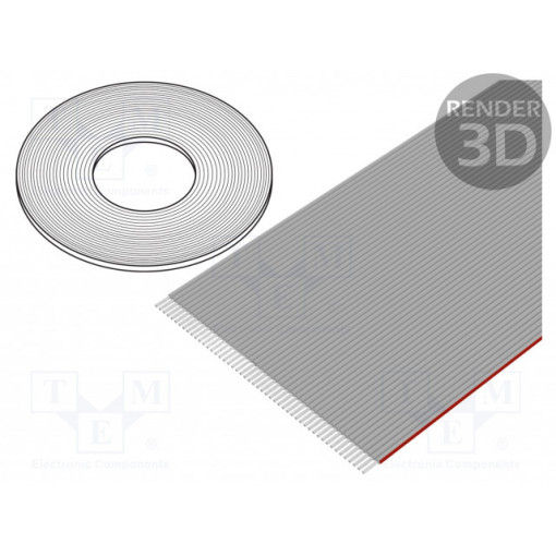 DS1057-01-50A282R-30.5; Wire: ribbon; 1mm; stranded; Cu; 50x28AWG; unshielded; PVC; grey; CONNFLY