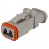 DT06-2S-E008; Connector: wire-wire; DT; plug; female; PIN: 2; Locking: latch; grey; DEUTSCH