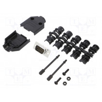 6355-0033-01; D-Sub; PIN: 9; plug; male; soldering; for cable; black; ENCITECH