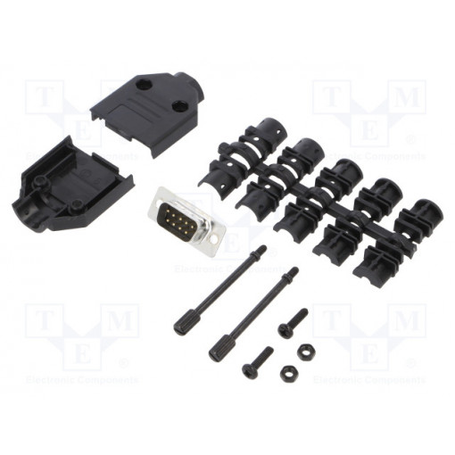 6355-0033-01; D-Sub; PIN: 9; plug; male; soldering; for cable; black; ENCITECH