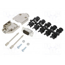 L17DTPK-M-09+L717DE09PST; D-Sub; PIN: 9; male; straight; screw terminal; for cable; UNC4-40; AMPHENOL