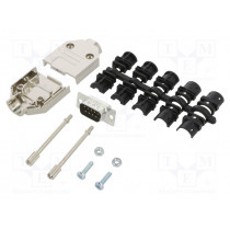 L17DTPK-M-09+L717SDE09P; D-Sub; PIN: 9; male; straight; soldering; for cable; gold flash; AMPHENOL