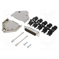 L17DTPK-M-25+L717DB25PST; D-Sub; PIN: 25; male; straight; screw terminal; for cable; UNC4-40; AMPHENOL